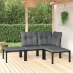 Stylish Black and Grey Garden Lounge Set  Poly Rattan  Weather Resistant  Comfortable  Modular Design