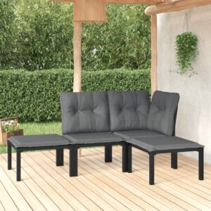 Stylish Black and Grey Garden Lounge Set  Poly Rattan  Weather Resistant  Comfortable  Modular Design