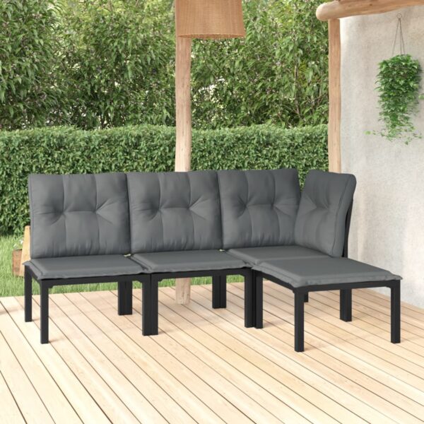 Stylish Black and Grey Garden Lounge Set with Poly Rattan - Weather Resistant  Comfortable  and Modular Design