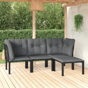 Stylish Black and Grey Garden Lounge Set with Poly Rattan - Weather Resistant  Comfortable  Modular Design