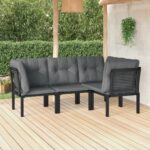 Stylish Black and Grey Garden Lounge Set  Poly Rattan  Weather Resistant  Comfortable  Modular Design