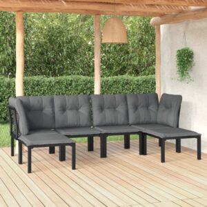 Stylish Black and Grey Garden Lounge Set  Poly Rattan  Weather-Resistant  Comfortable  Modular Design