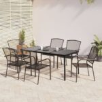 7 Piece Garden Dining Set Anthracite Steel