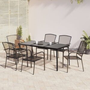 7 Piece Garden Dining Set Anthracite Steel