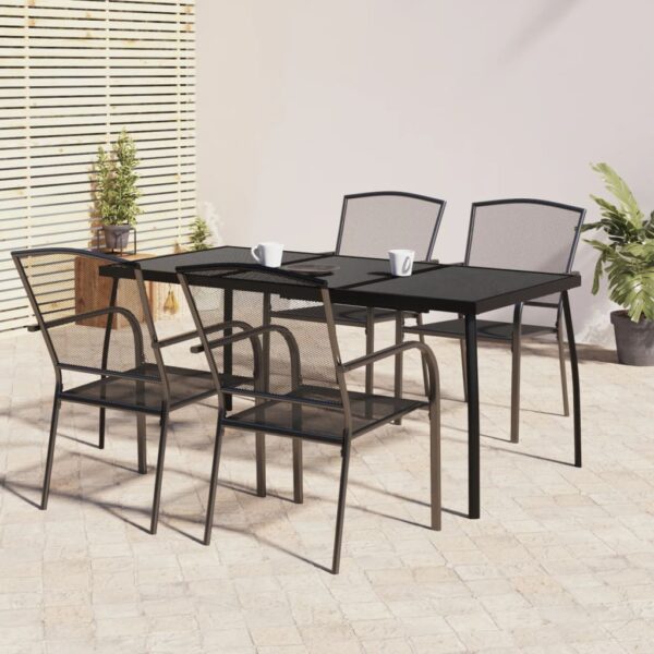 5 Piece Garden Dining Set Anthracite Steel