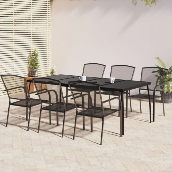 7 Piece Garden Dining Set Anthracite Steel