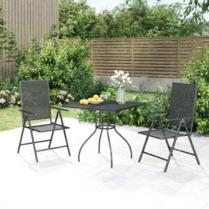 Stylish 3 Piece Garden Dining Set in Anthracite Steel with Adjustable Chairs and Foldable Function