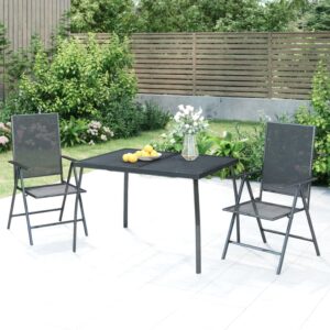 Stylish Anthracite Garden Dining Set  Steel Material  Adjustable Chairs  Foldable  Mesh Design