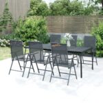 7 Piece Garden Dining Set Anthracite Steel