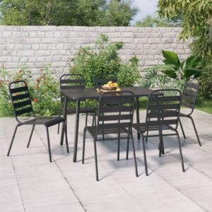 7 Piece Garden Dining Set Anthracite Steel