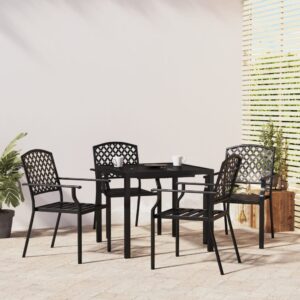 5 Piece Garden Dining Set Anthracite Steel