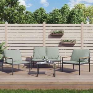 Stylish 4 Piece Garden Lounge Set with Cushions  Anthracite Steel  UV Resistant  Comfortable Seating