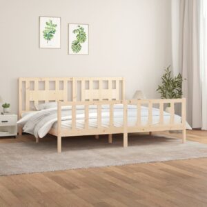 Bed Frame with Headboard Solid Wood Pine 183x203 cm King Size