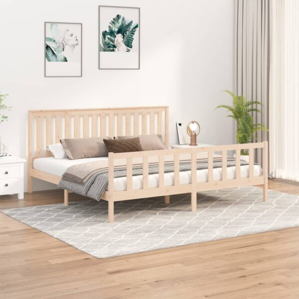 Bed Frame with Headboard 183x203 cm Solid Wood Pine King Size