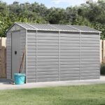 Garden Shed Light Grey 191x300x198 cm Galvanised Steel