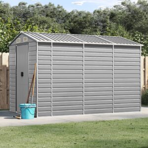 Garden Shed Light Grey 191x300x198 cm Galvanised Steel