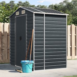 Anthracite Garden Shed Galvanised Steel Large Outdoor Storage Space with Ventilation