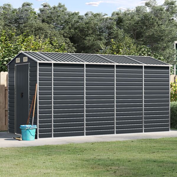 Garden Shed Anthracite 191x385x198 cm Galvanised Steel