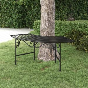 Black Steel Tree Bench  Arcuate Shape  Weather-Resistant  Elegant Design  Outdoor Seating