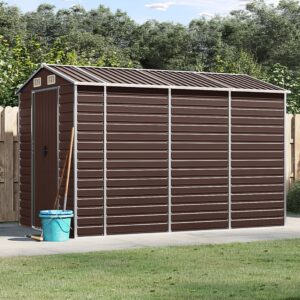 Garden Shed Brown 191x300x198 cm Galvanised Steel