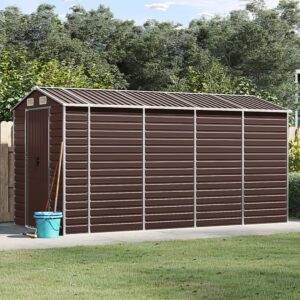 Garden Shed Brown 191x385x198 cm Galvanised Steel