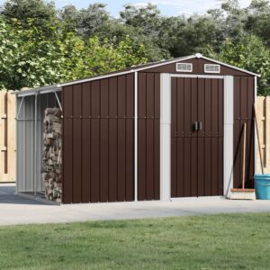 Garden Shed Brown 277x192.5x179 cm Galvanised Steel