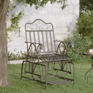 Black Steel Glider Bench 61 cm - Weather-Resistant  Comfortable  Stylish  Rocking Function  High-Back Support  Outdoor Use