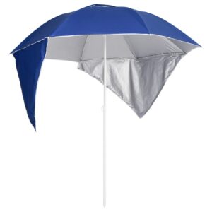 Blue Beach Umbrella with Detachable Side Walls  UV Protection  Water-Resistant  Airvention Design  215 cm