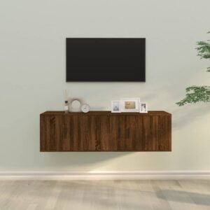 2 Piece TV Cabinet Set Brown Oak Engineered Wood