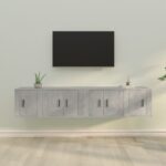 4 Piece TV Cabinet Set Concrete Grey Engineered Wood