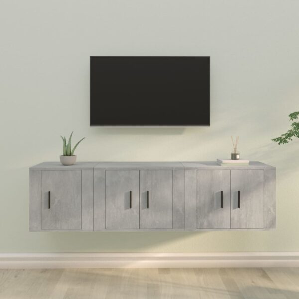 3 Piece TV Cabinet Set Concrete Grey Engineered Wood