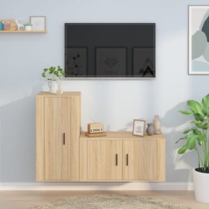 2 Piece TV Cabinet Set Sonoma Oak Engineered Wood