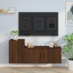 2 Piece TV Cabinet Set Brown Oak Engineered Wood