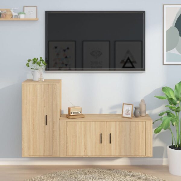 2 Piece TV Cabinet Set Sonoma Oak Engineered Wood