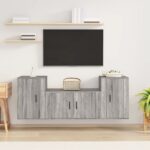 3 Piece TV Cabinet Set in Grey Sonoma  Engineered Wood  Wall-Mounted Design  Ample Storage Space