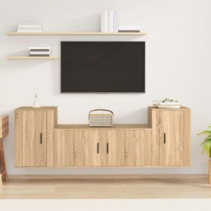 3 Piece TV Cabinet Set Sonoma Oak Engineered Wood