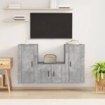 3 Piece TV Cabinet Set Concrete Grey Engineered Wood