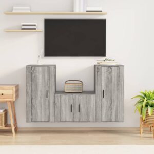 3 Piece TV Cabinet Set Grey Sonoma Engineered Wood