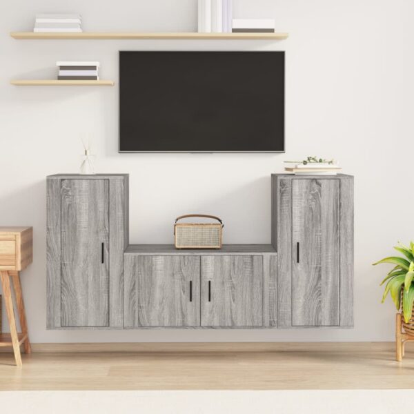 3 Piece TV Cabinet Set Grey Sonoma Engineered Wood