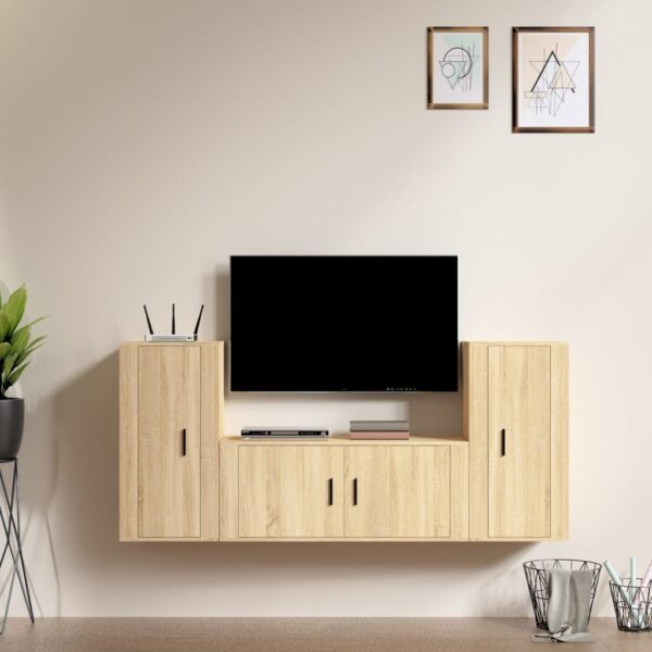 3 Piece TV Cabinet Set Sonoma Oak Engineered Wood