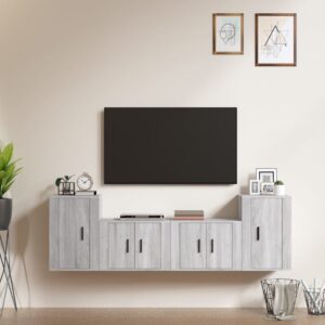 4 Piece TV Cabinet Set Grey Sonoma Engineered Wood