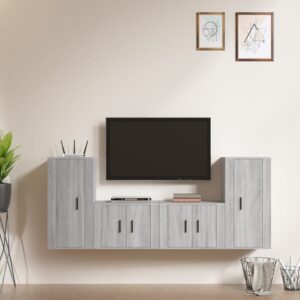 4 Piece TV Cabinet Set Grey Sonoma Engineered Wood