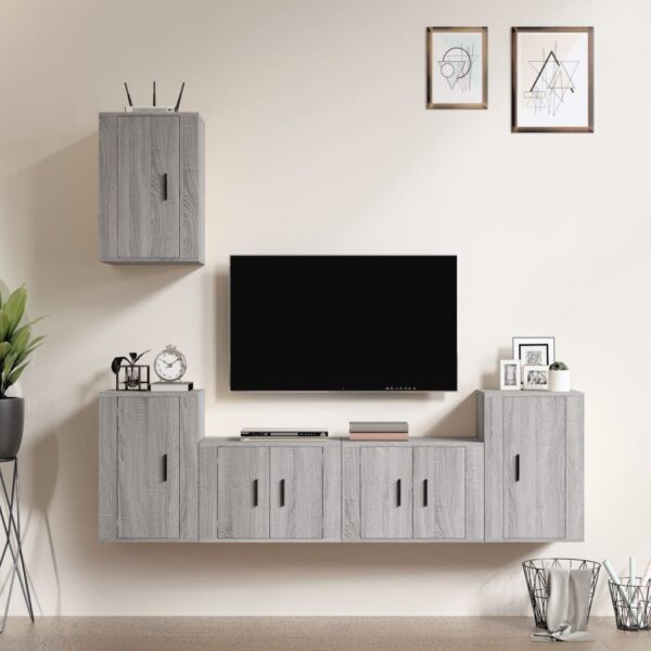 5 Piece TV Cabinet Set Grey Sonoma Engineered Wood