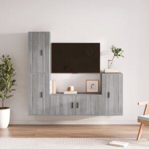 4 Piece TV Cabinet Set Grey Sonoma Engineered Wood