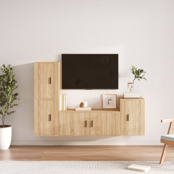 4 Piece TV Cabinet Set Sonoma Oak Engineered Wood