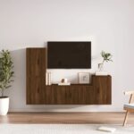 4 Piece TV Cabinet Set Brown Oak Engineered Wood