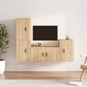 4 Piece TV Cabinet Set Sonoma Oak Engineered Wood