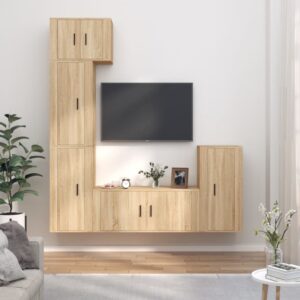 5 Piece TV Cabinet Set Sonoma Oak Engineered Wood