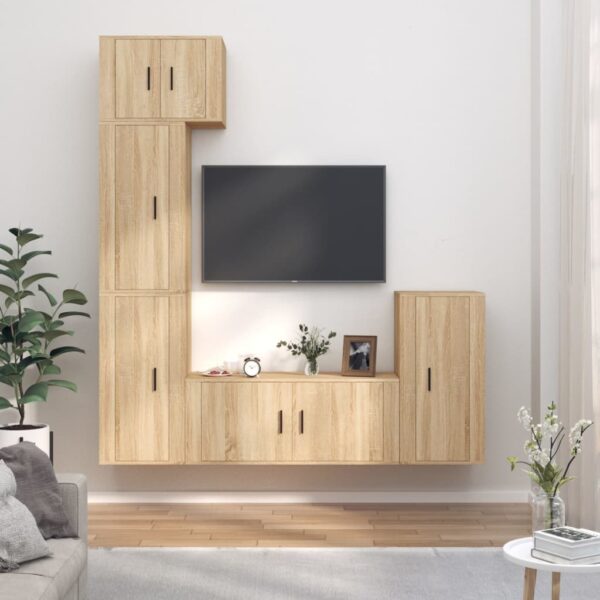 5 Piece TV Cabinet Set Sonoma Oak Engineered Wood