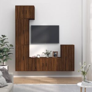 5 Piece TV Cabinet Set Brown Oak Engineered Wood